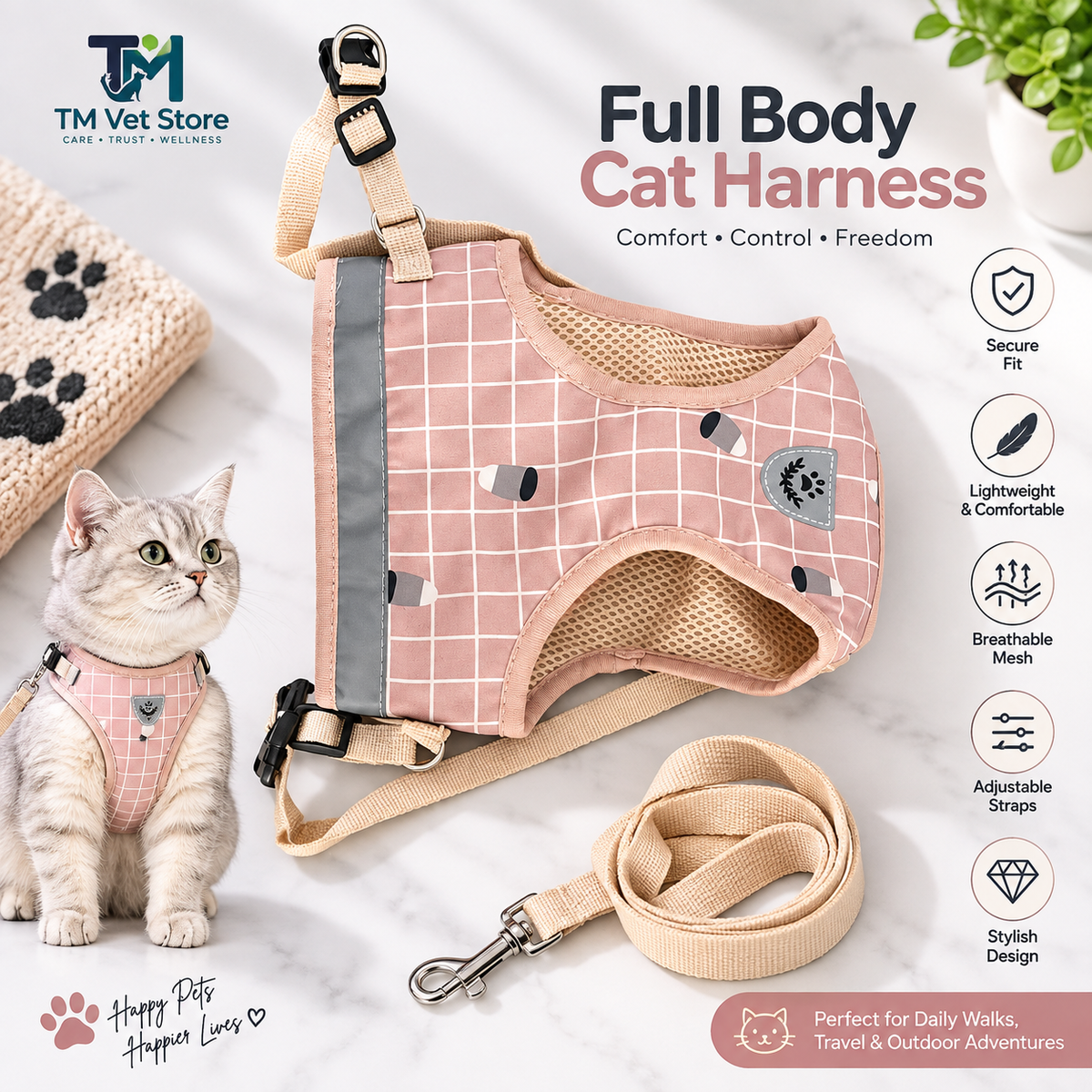 Full Body Cat Harness with Leash