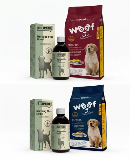 Woof Dog Food 3KG x Multidog Plus Liquid