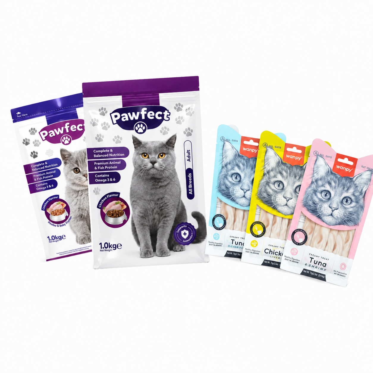 Pawfect 1KG x Wanpy Cat Treats Bundle