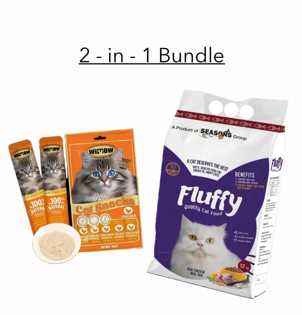 Fluffy Catfood 1.2Kg x Wimow Cat Snacks Bundle