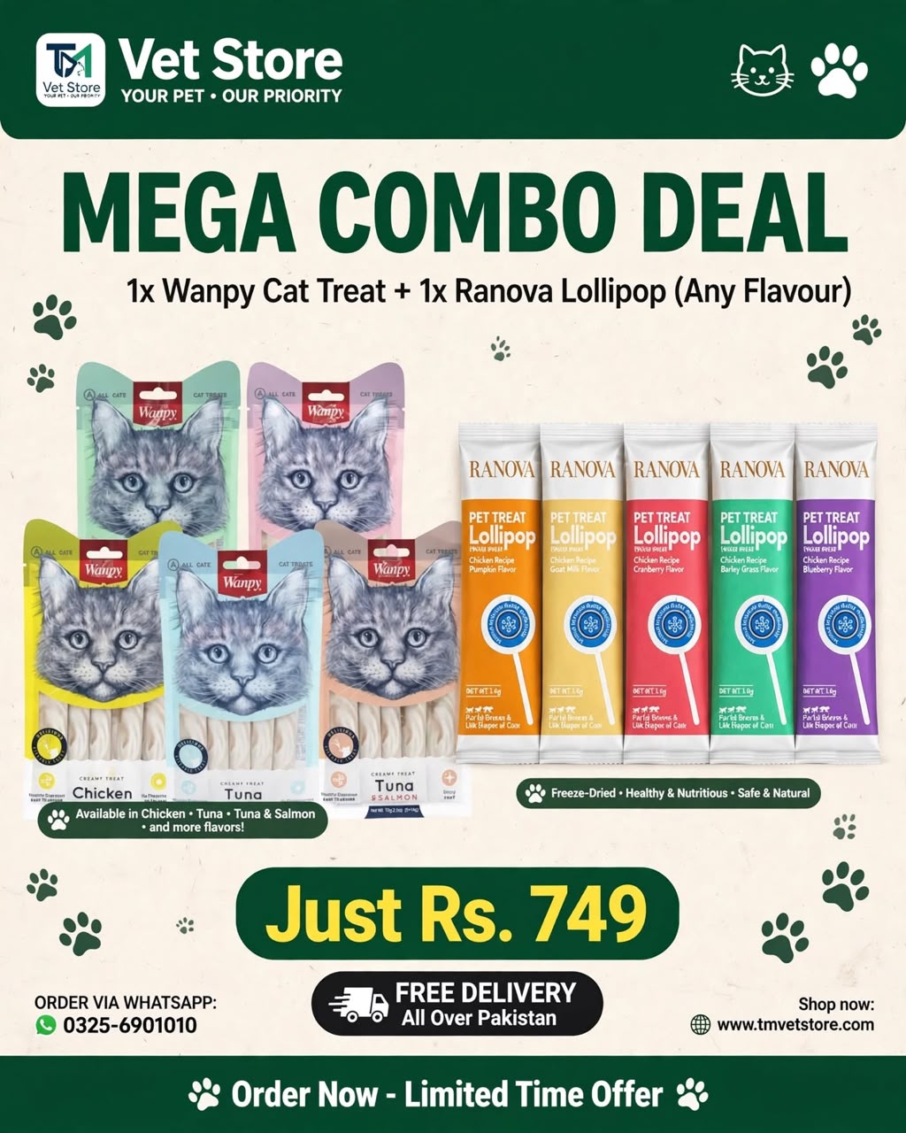 1x Wanpy Treat pack (5strips) + Ranova Lollipop (Free delivery)