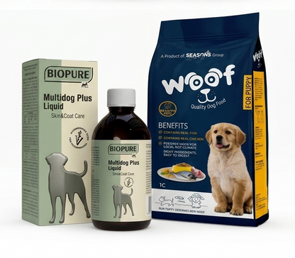 Woof Dog Food 3KG x Multidog Plus Liquid